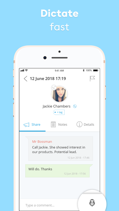 Call productivity from iovox Screenshot on iOS