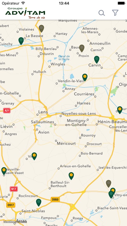 Advitam : Carte des sites