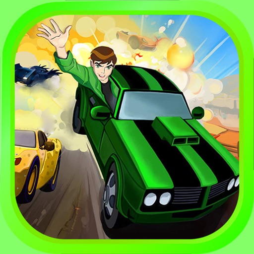 Car Green Alien Ben Super 10 Hero Racing