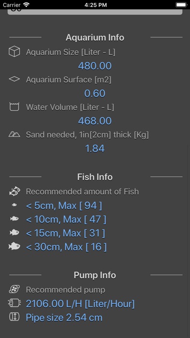 Aquarium Calculator Plus screenshot 2