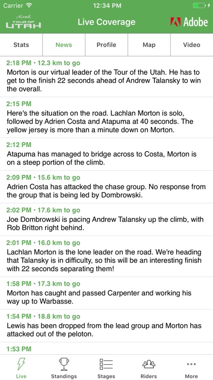 2017 Tour of Utah Tour Tracker powered by Adobe