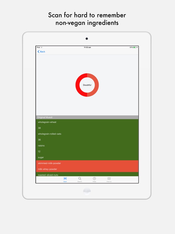 iPad Image of Vegan Scanner - Is it Vegan?