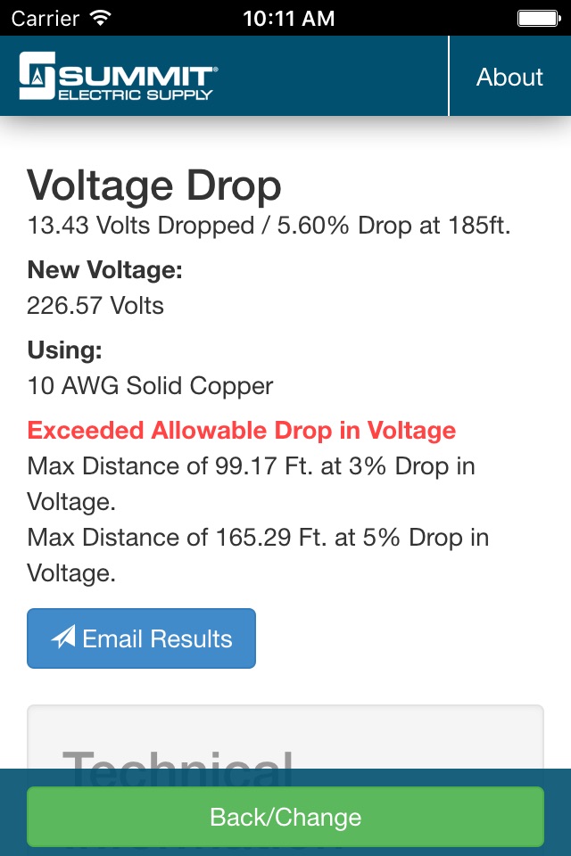 Voltage Drop Calculator Summit screenshot 2
