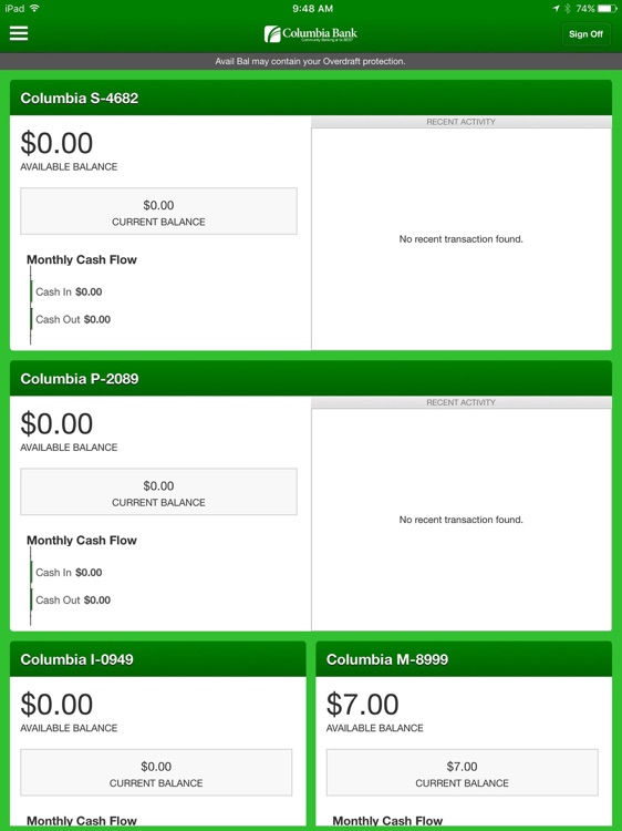 Columbia Bank Mobile for iPad