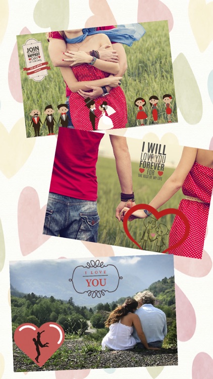 Sweet love stickers to photos