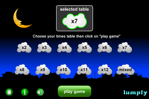 Times table cloud click game screenshot 2
