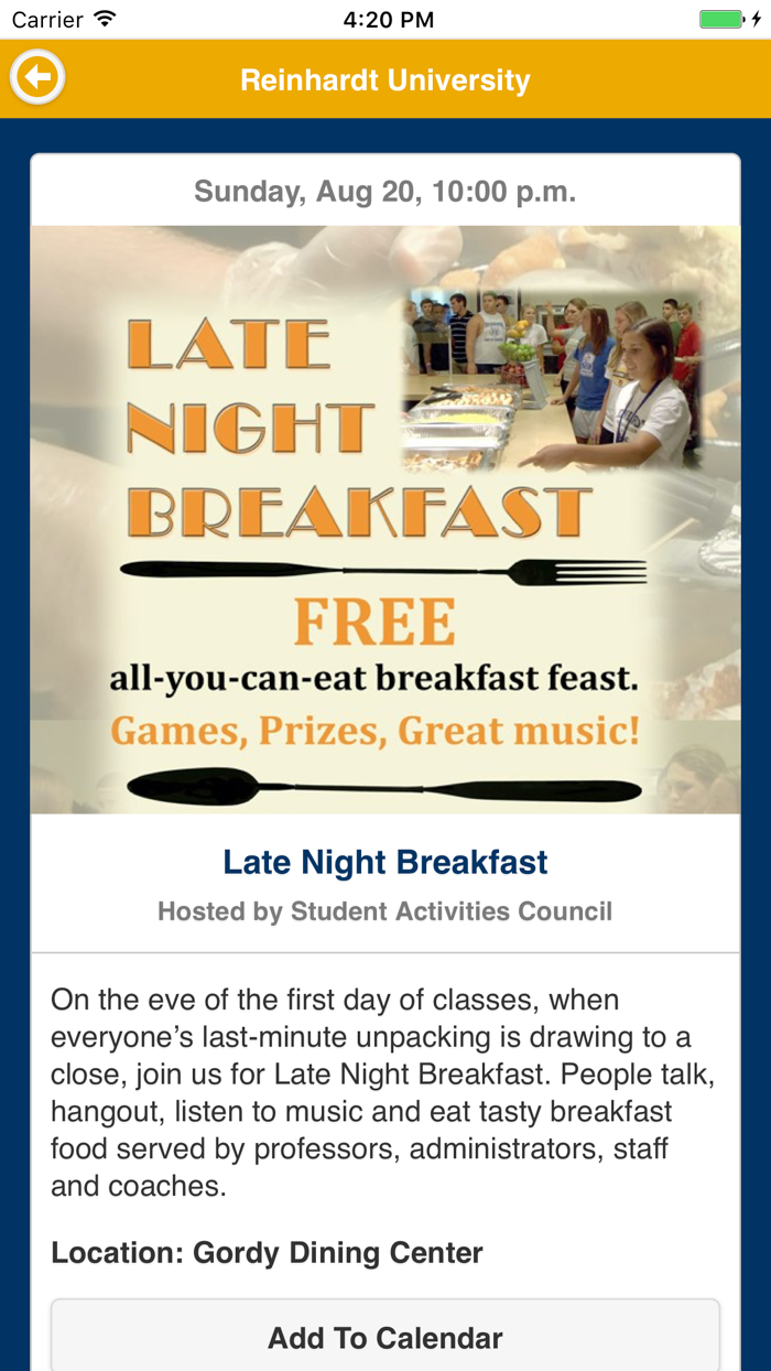 Reinhardt Campus Events