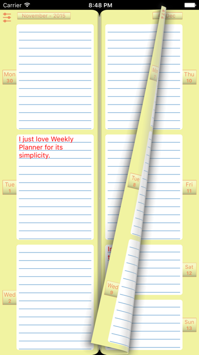 Weekly Planner Screenshot 1