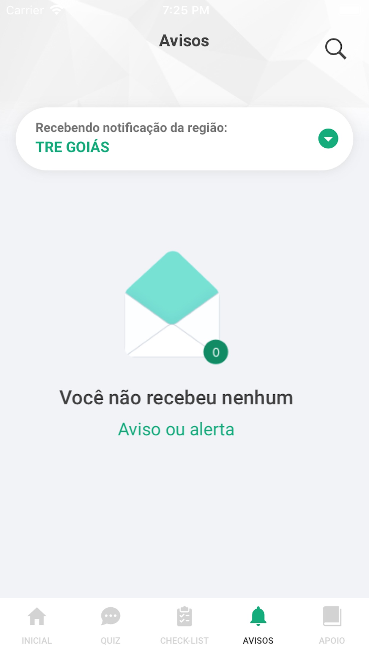 Screenshot do app Mesário