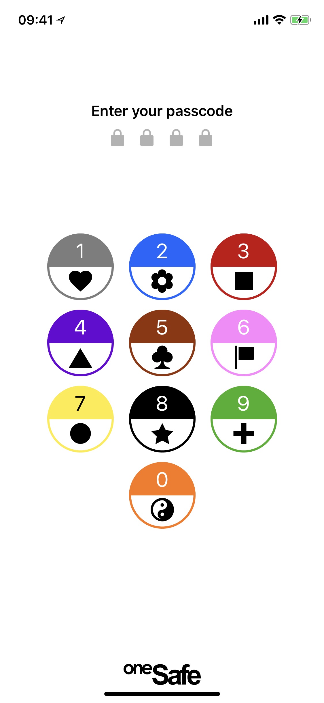 Screenshot do app oneSafe 4 password manager