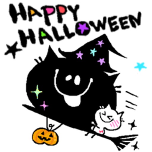 Chubby Black Cat on Halloween icon