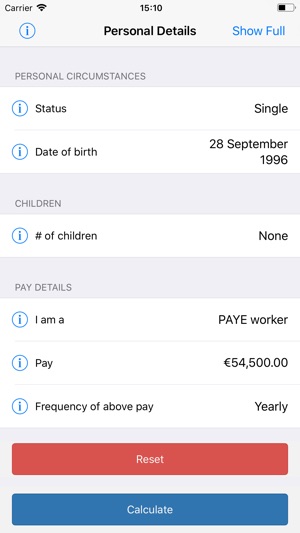 Irish PAYE Tax Calculator