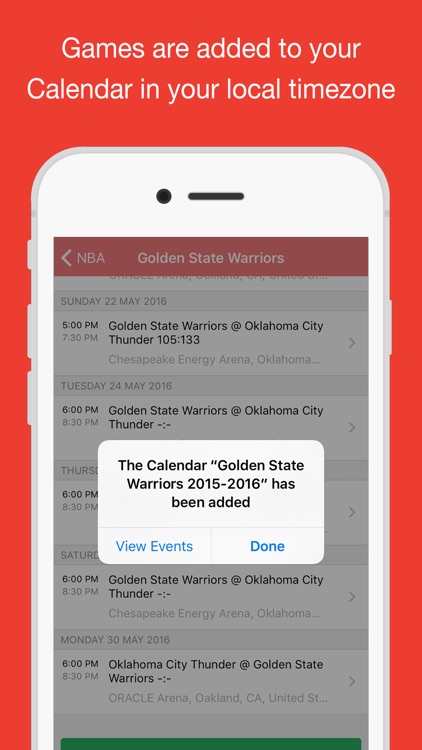 Basketball for iPhone Calendar