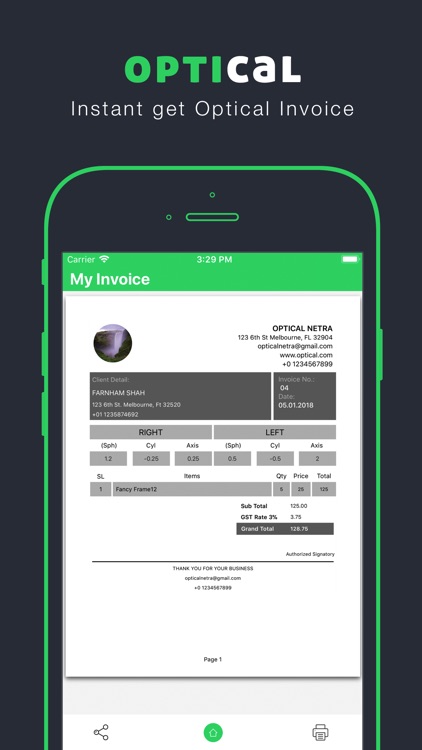 Optical Invoice Bill