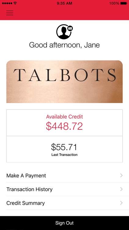Talbots Credit Card App