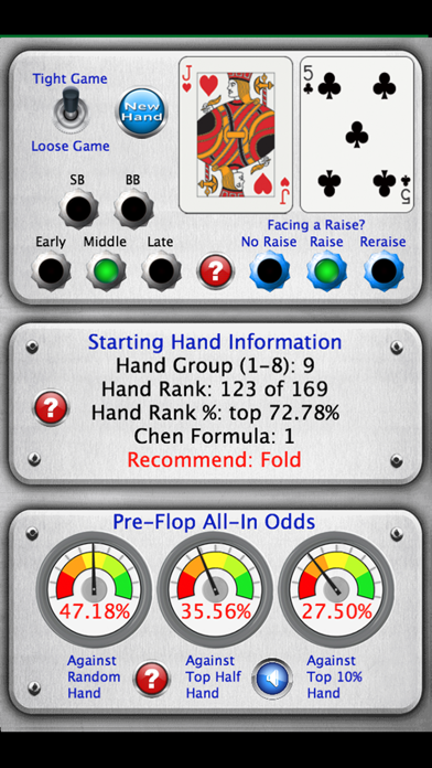 Starting Hand Dashboard - Texas Holdem Poker Hand Analyzer, Trainer and Pre-Flop Odds Calculator Screenshot 1