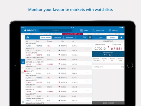 Barclays CFD&FST for iPad screenshot 2