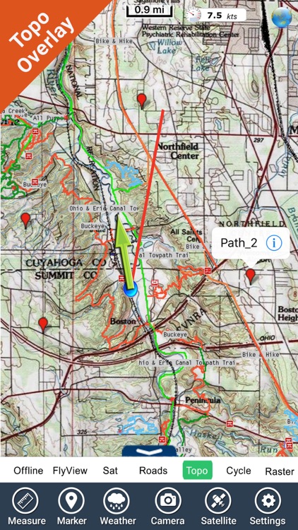 Cuyahoga Valley NP gps and outdoor map with Guide