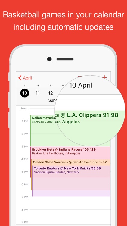 Basketball for iPhone Calendar