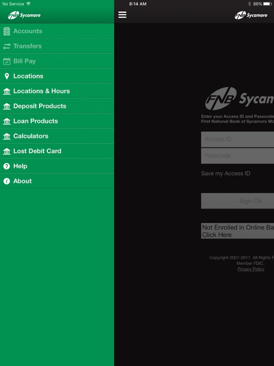 First National Bank of Sycamore iPad Version