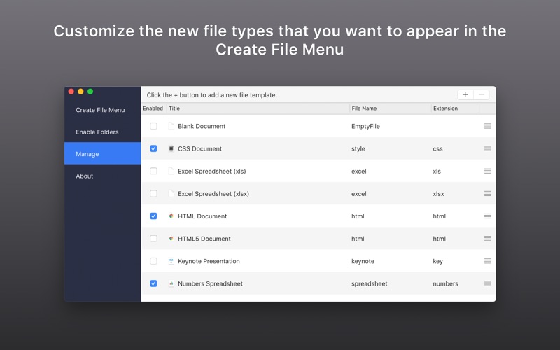 Create File Menu Screenshot
