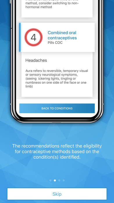 Contraception Eligibility tool screenshot 2