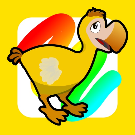 cartoon dodo bird holding a paint brush