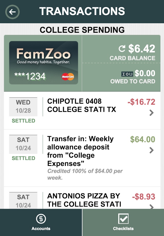 FamZoo Family Finance screenshot 2