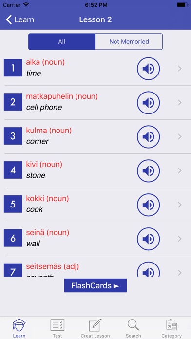 Learn Finnish Vocabulary screenshot 2