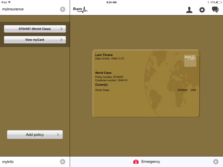 Bupa Global Travel myCard HD