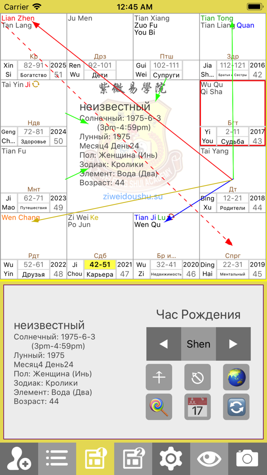 Карта цзы вэй доу шу калькулятор