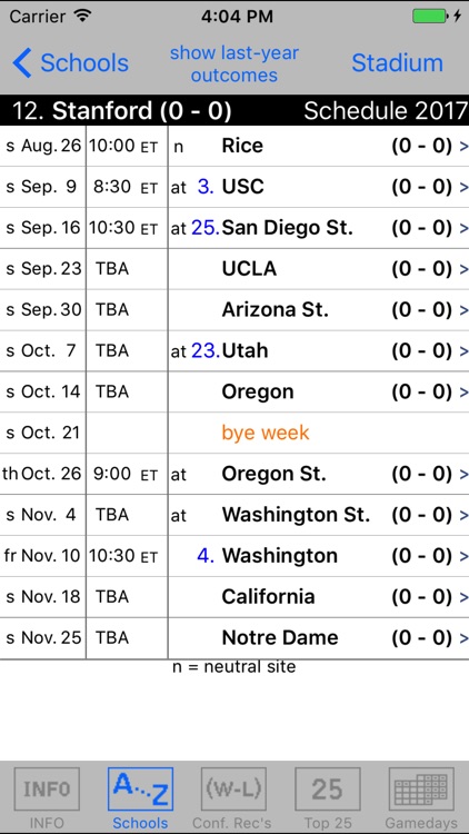 Gridiron 2017 College Football Scores & Schedules