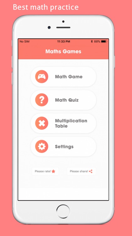 Math Games: Quiz & Times table