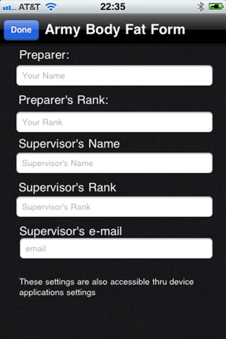 Army Body Fat Form screenshot 2