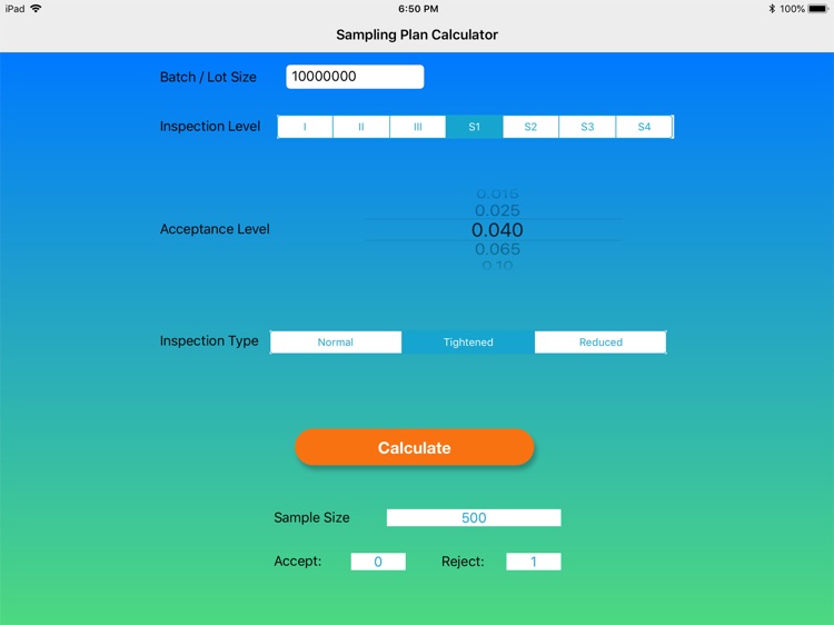 Sampling Calc for iPad