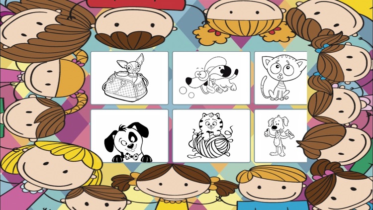 Dogs cats paint coloring book