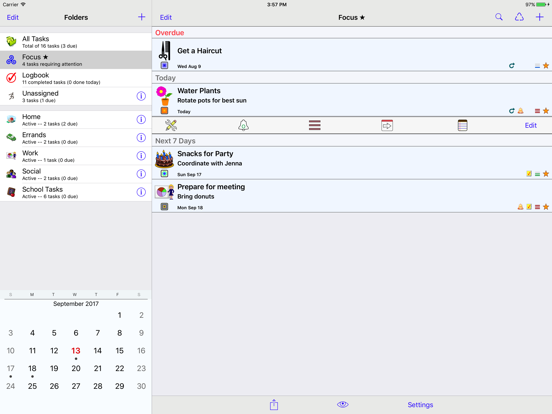 Screenshots of Errands To-Do List for iPad