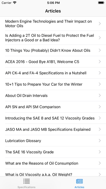 Oil Specifications