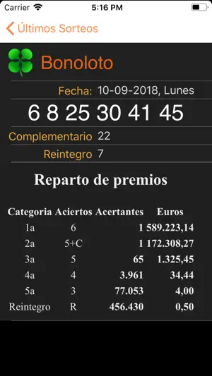 Screenshot 2 iLoterias  - Loterias y Once iphone