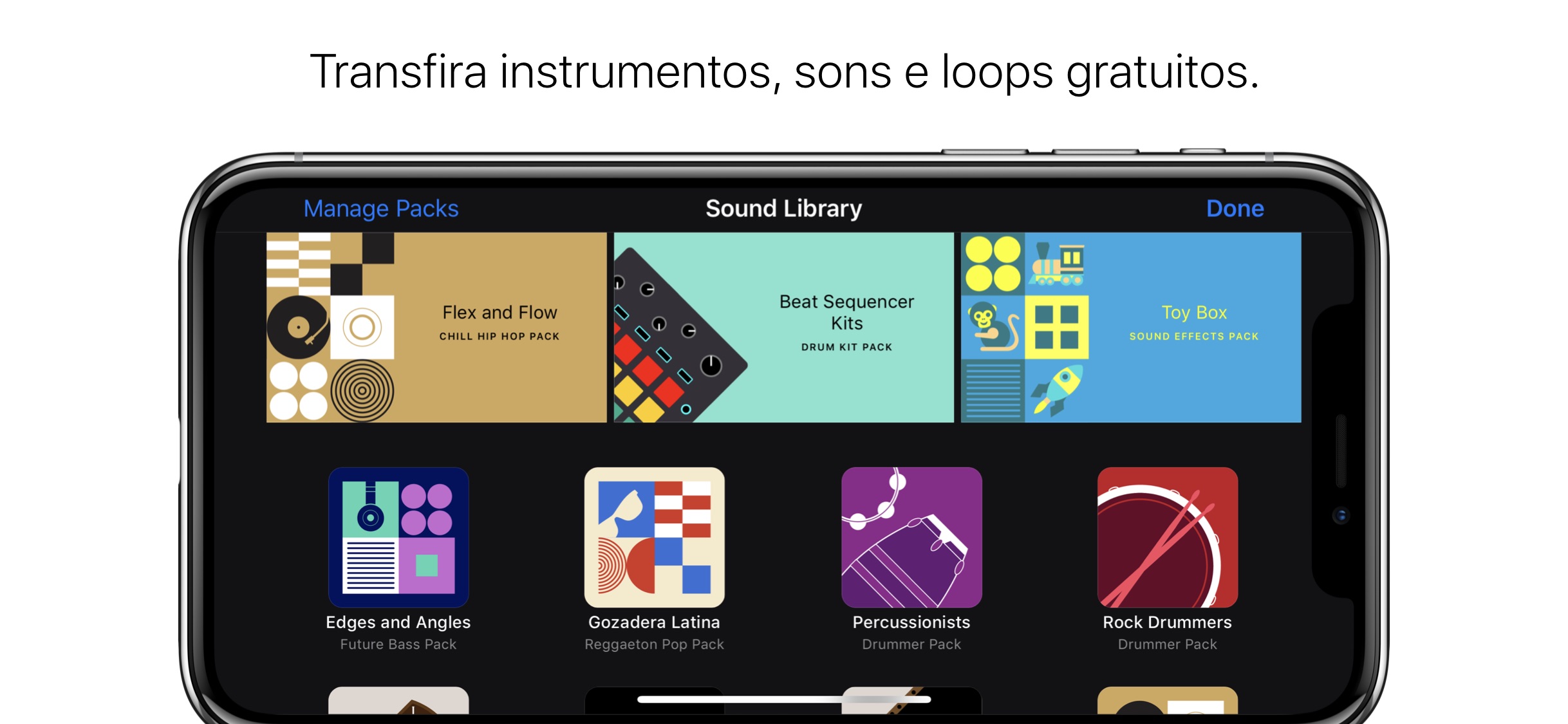 Screenshot do app GarageBand