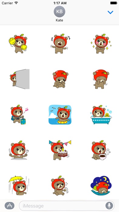 Cute Apple Bear Sticker screenshot 2