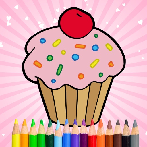 Cute Tasty Cupcakes Coloring Book Full icon