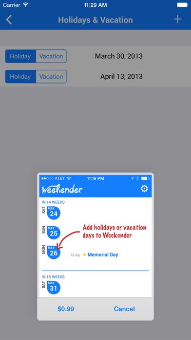 Weekender - Weekend Calendar Screenshots