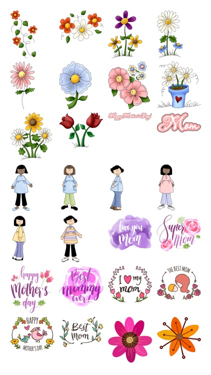 Mother’s Day Stickers #1-Illustrated and Photo Art