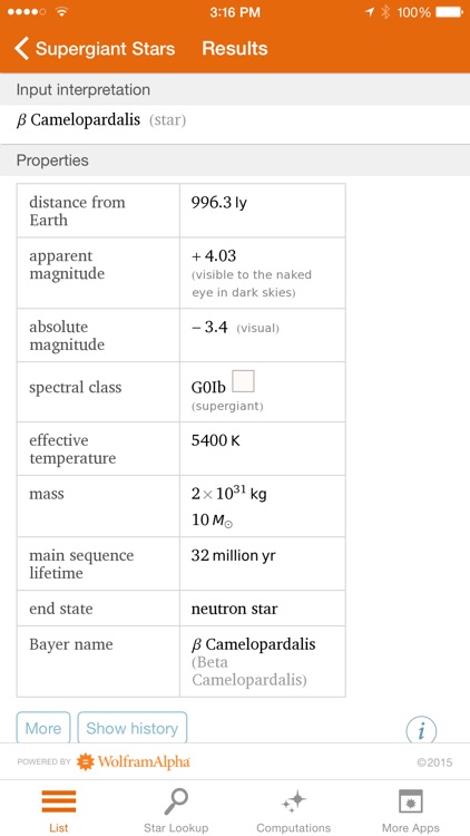 Wolfram Stars Reference App