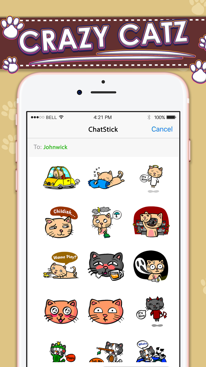 Crazy Catz Stickers for iMessage Free