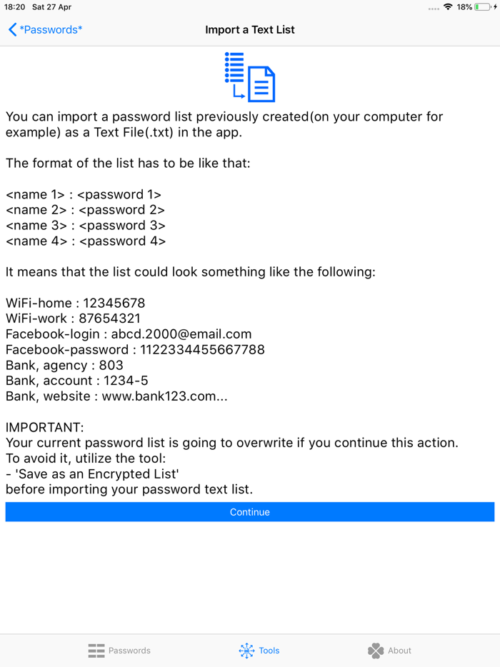 Passwords Select  Paste