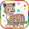 Coloring game for kids to paint or color zoo, farm and jungle animals