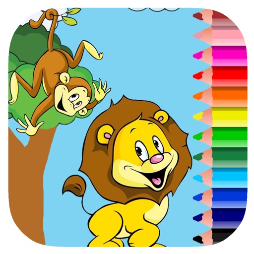 Free Lion Monkey Coloring Book Game Version Icon