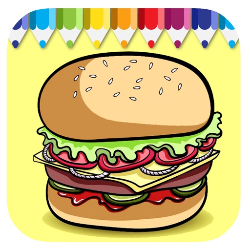 Draw Big Hamburger Coloring Book Game Free iOS App